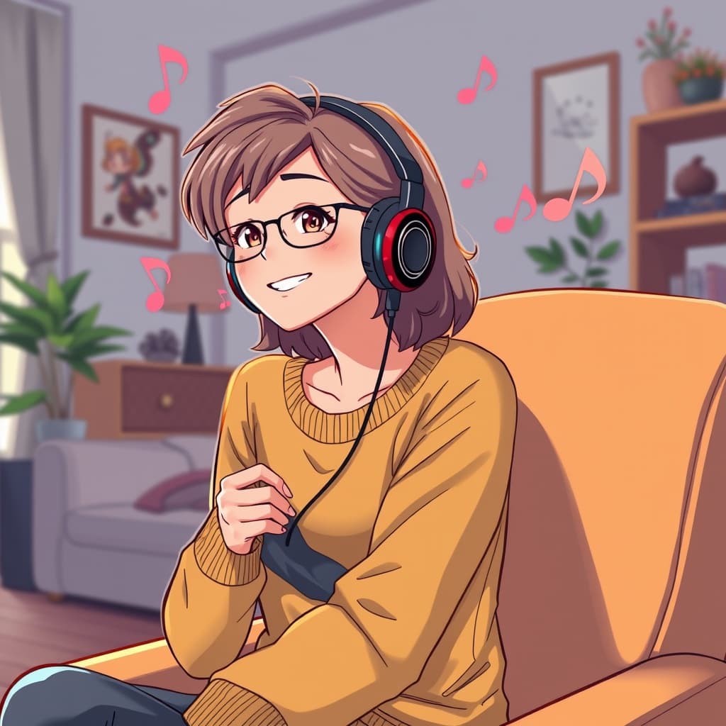 Femme écoutant de la musique